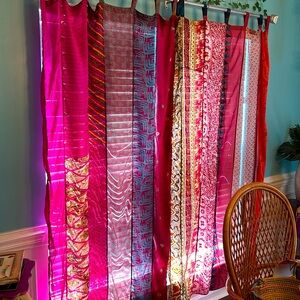 2 Beautiful sari pink curtains